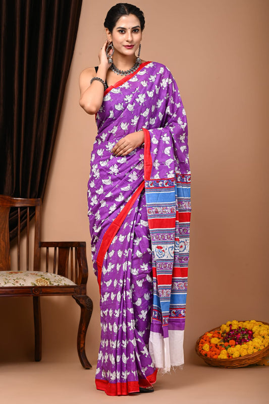 Quirky Chidiya Mul Mul Cotton saree