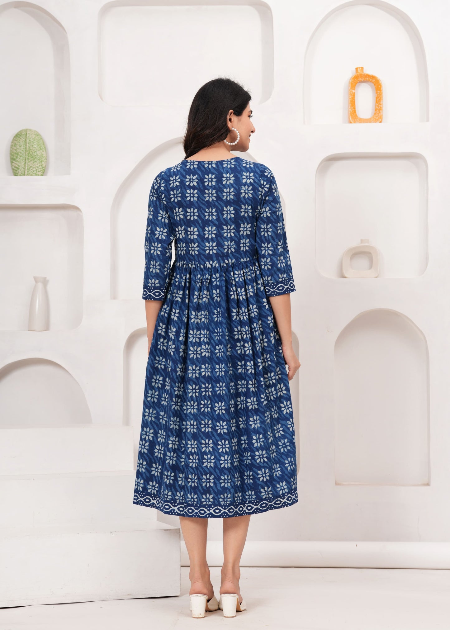 Indigo Mul Mul Cotton Dress