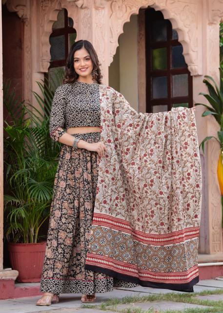 Navratri Mul Cotton neutral Shade Comfort Fit Lehenga Set