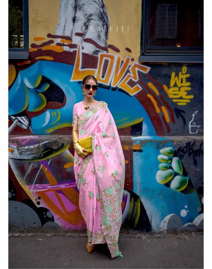 Pastel Handwoven silk saree