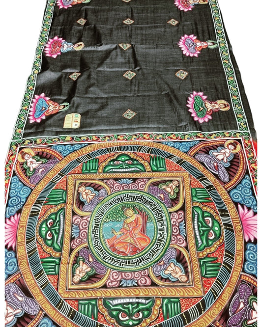 Pattachitra Buddha Handpainted Silk sarees