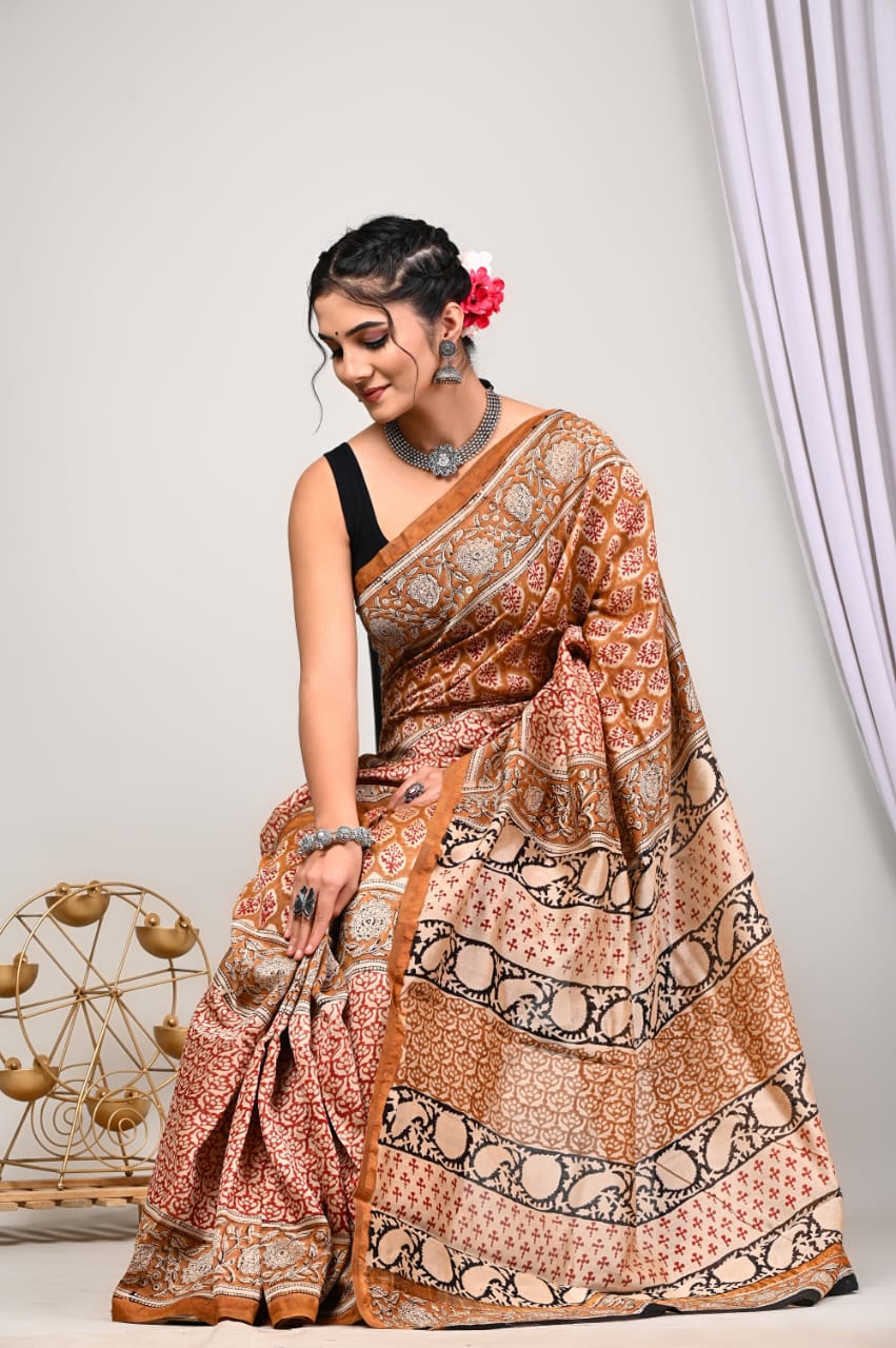 Nude brown summer saree