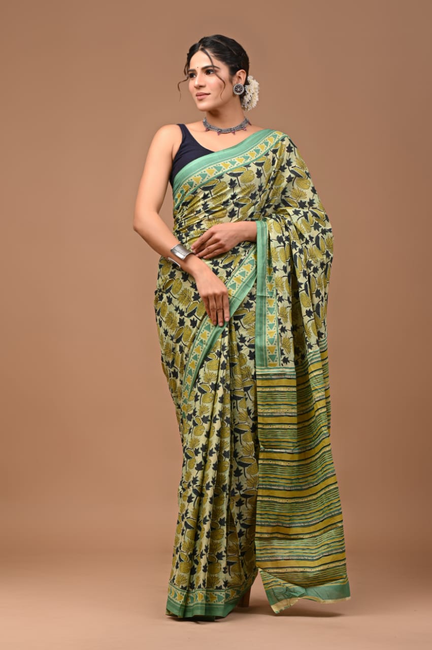 Quirky Artichokes Mul Cotton Saree