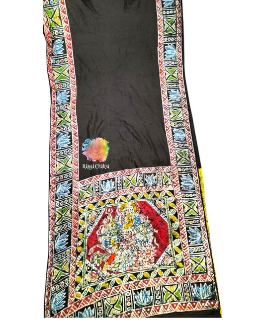 Abstract Batik Durga Concept Silk saree
