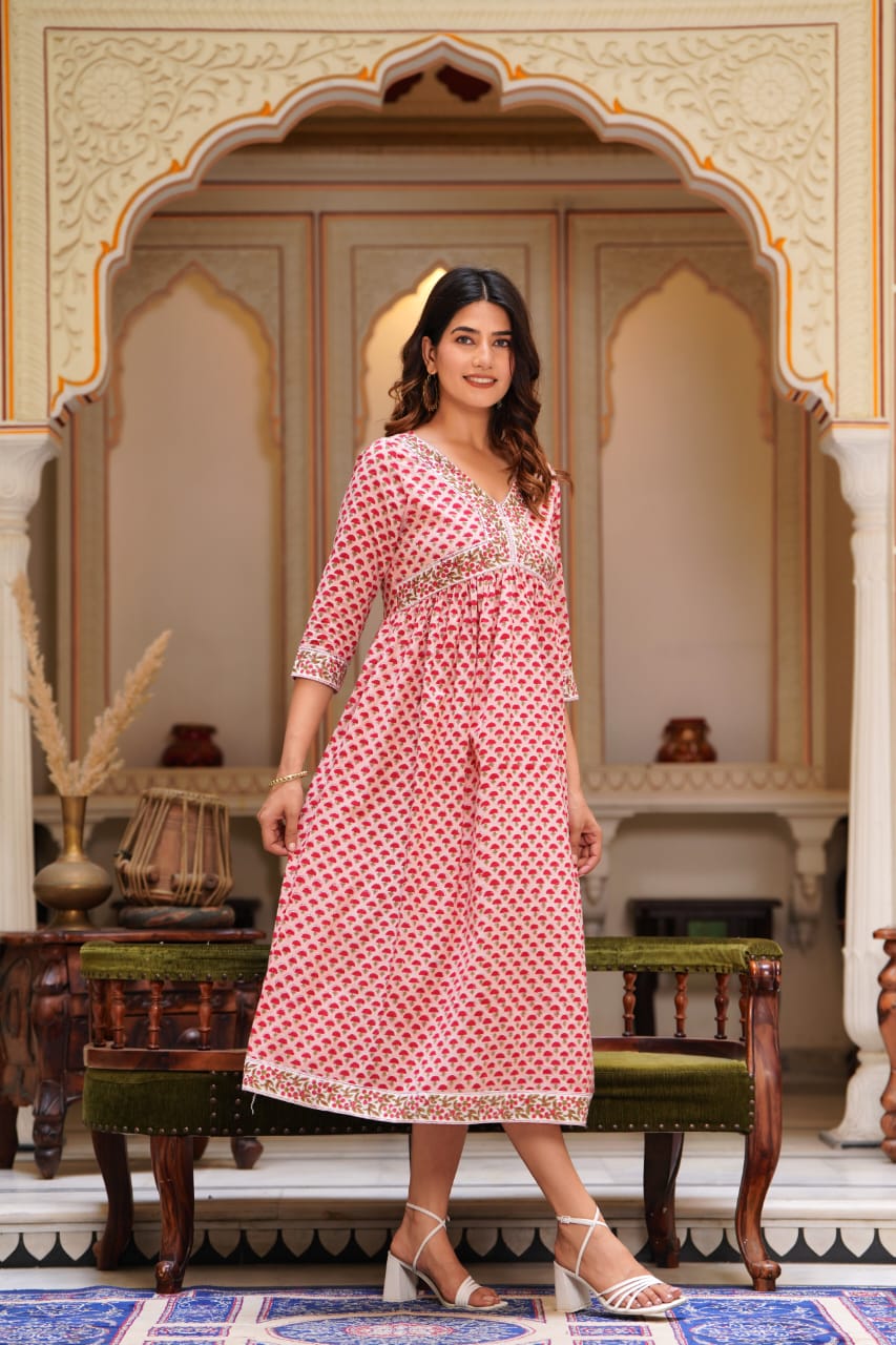 Genda phool Mul Cotton Dress