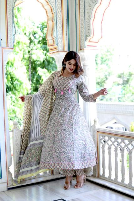 Ivory Cotton Anarkali Suit