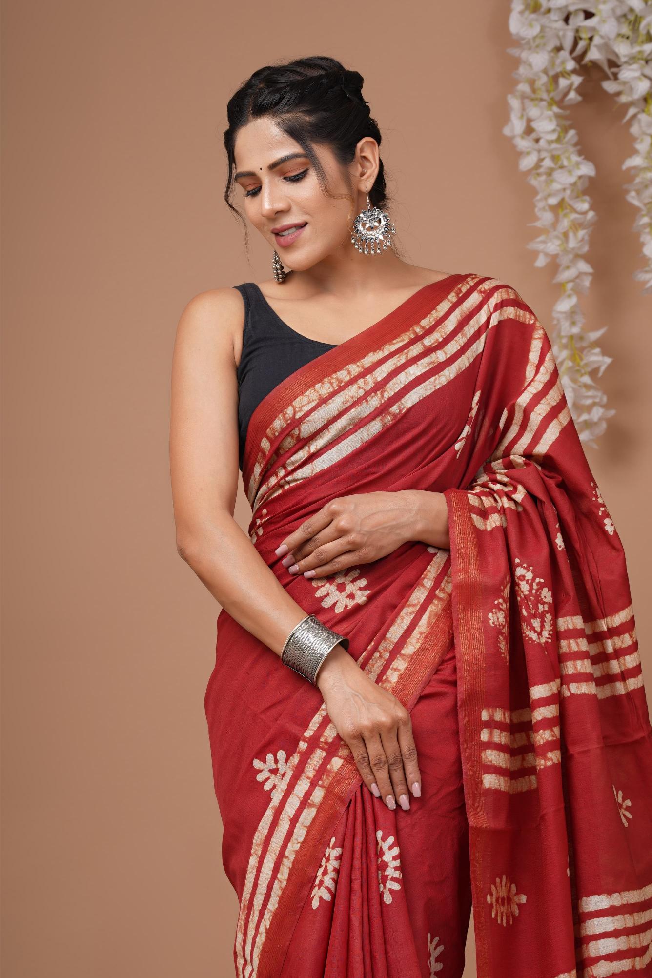 Shibori Stripes Cotton Silk saree